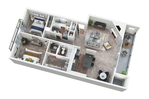 Two Bedrooms Two Baths